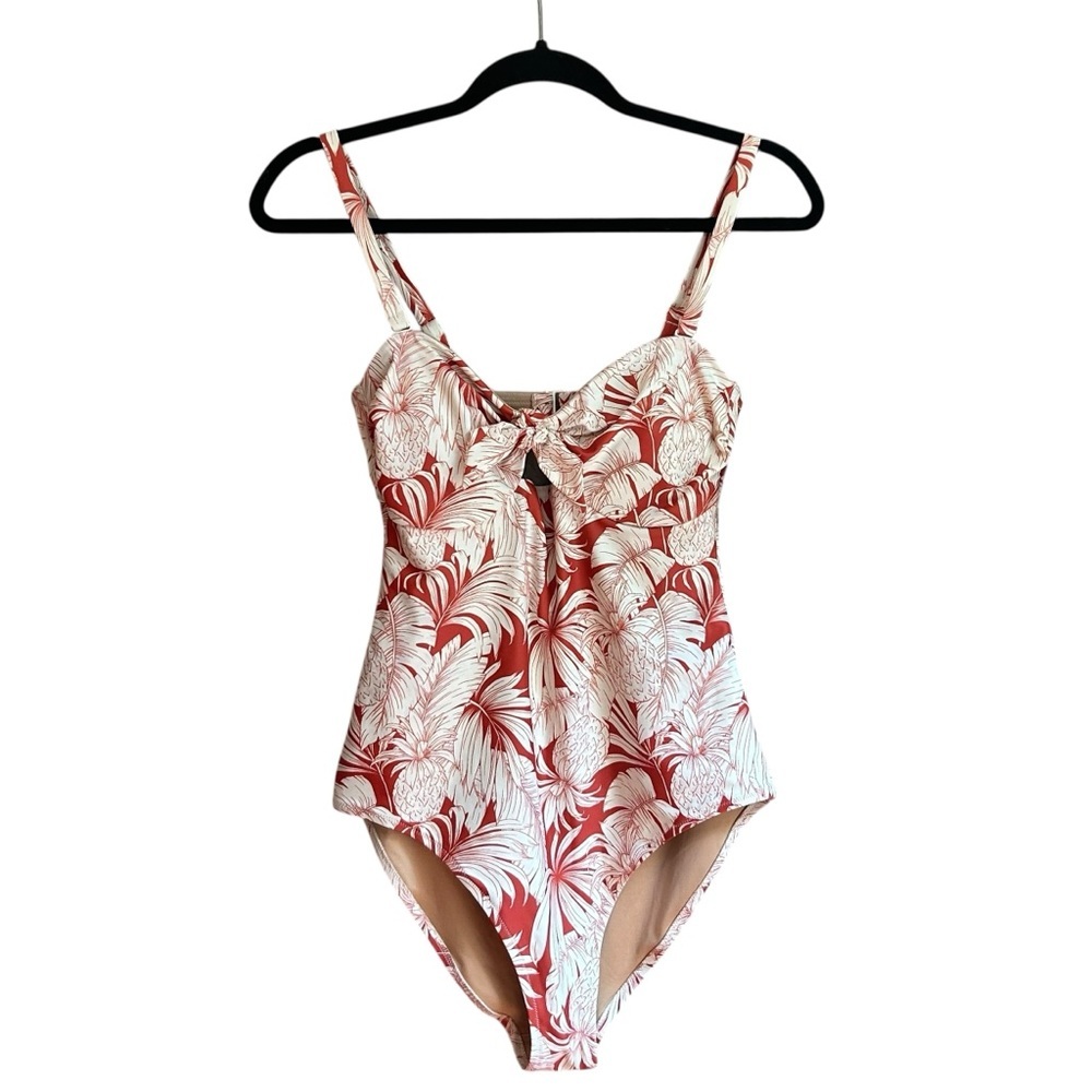 NEW OLD NAVY TWIST FRONT ONE PIECE SWIMSUIT WOMEN SZ M‎ IN PINEAPPLE HIBISCUS